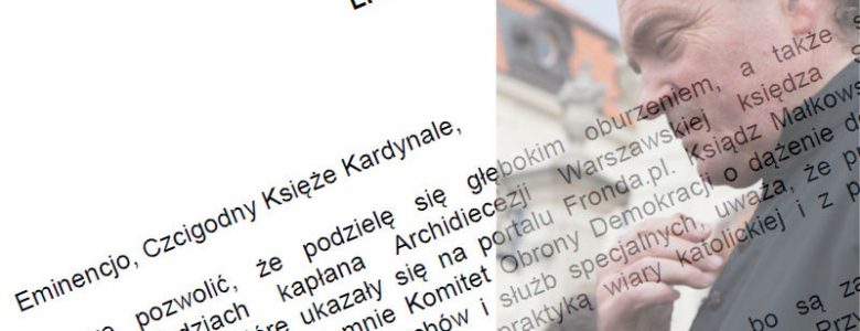 List otwarty Mateusza Kijowskiego do abp. Kazimierza Kardynała Nycza w sprawie wypowiedzi ks. Stanisława Małkowskiego