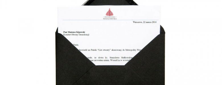 Odpowiedź na list otwarty do abp. Kazimierza Nycza